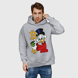 Толстовка оверсайз мужская Duck tales - Scrooge bitcoin, цвет: меланж — фото 2