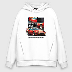 Толстовка оверсайз мужская Спортивная машина по кусочкам и целиком, цвет: белый