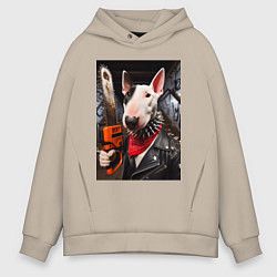 Мужское худи оверсайз Бультерьер с бензопилой - нейроарт