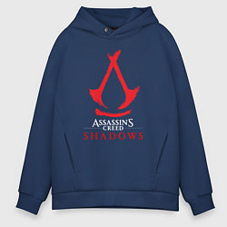 Толстовка оверсайз мужская Assassins Creed Shadows - badge, цвет: тёмно-синий