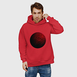 Толстовка оверсайз мужская Планета арт, багровая, цвет: красный — фото 2