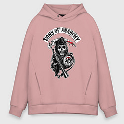 Толстовка оверсайз мужская Sons of anarchy - логотип, цвет: пыльно-розовый