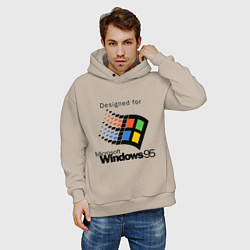 Толстовка оверсайз мужская Предназначен для windows 95, цвет: миндальный — фото 2