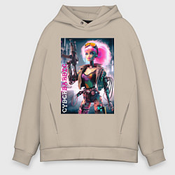 Мужское худи оверсайз Cyber Barbie with gun - ai art
