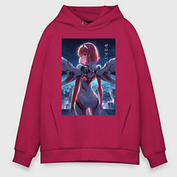 Толстовка оверсайз мужская Zero two - Darling in the Franxx - cyberpunk, цвет: маджента