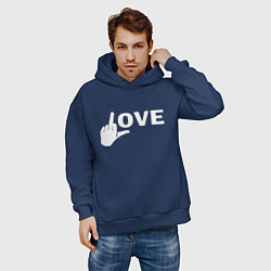 Толстовка оверсайз мужская Love - fuck, цвет: тёмно-синий — фото 2