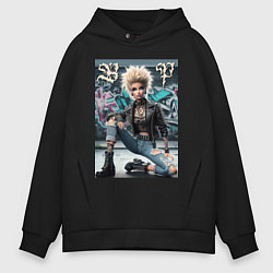 Мужское худи оверсайз Barbie - punks not dead rock