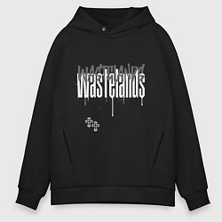 Толстовка оверсайз мужская Кресты с потеками краски, цвет: черный