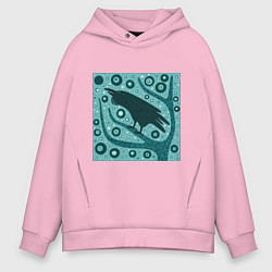 Толстовка оверсайз мужская Ворон на дереве, цвет: светло-розовый