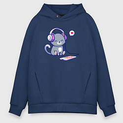 Мужское худи оверсайз Котёнок меломан