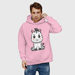 Толстовка оверсайз мужская Весёлая зебра, цвет: светло-розовый — фото 2