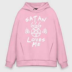 Мужское худи оверсайз Satan 666 loves me