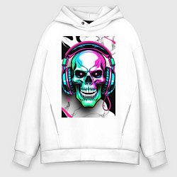 Мужское худи оверсайз Череп в наушниках