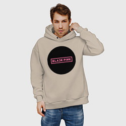 Толстовка оверсайз мужская Blackpink logotype - group of South Korea, цвет: миндальный — фото 2