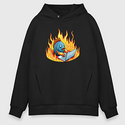 Мужское худи оверсайз Рыба в огне