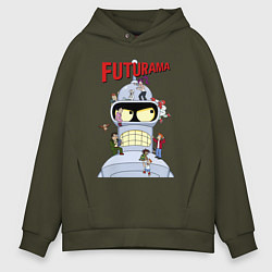 Толстовка оверсайз мужская Futurama all, цвет: хаки
