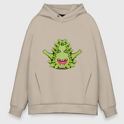Мужское худи оверсайз Cartoon monster with spikes green