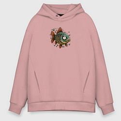 Мужское худи оверсайз Забавная карикатурная рыба