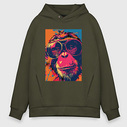 Мужское худи оверсайз Обезьяна в очках big pop art