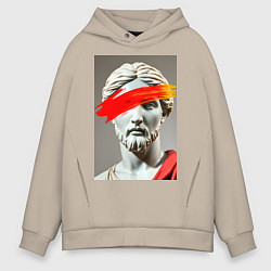 Мужское худи оверсайз Античная статуя с красным штрихом