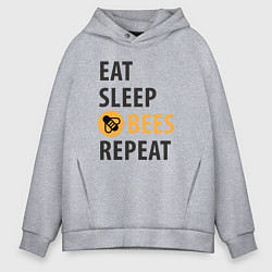 Мужское худи оверсайз Еда сон пчёлы