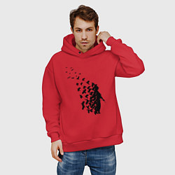Толстовка оверсайз мужская Птицы мира, цвет: красный — фото 2