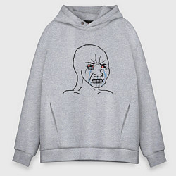 Толстовка оверсайз мужская Плачущий мем, цвет: меланж
