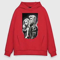 Мужское худи оверсайз Барби и Кен - киберпанк эскиз