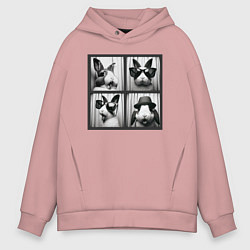 Толстовка оверсайз мужская Кролик в фотобудке, цвет: пыльно-розовый