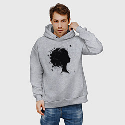 Толстовка оверсайз мужская Girl flowers, цвет: меланж — фото 2