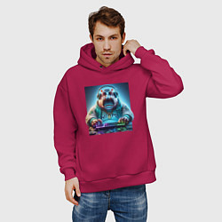 Толстовка оверсайз мужская Hippo - esports player, цвет: маджента — фото 2