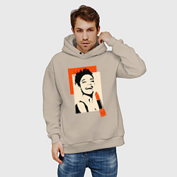 Толстовка оверсайз мужская Девушка с помадой в стиле поп-арт, цвет: миндальный — фото 2
