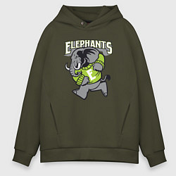 Толстовка оверсайз мужская Elephants run, цвет: хаки