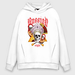 Мужское худи оверсайз Русский стиль матрёшка кокошник балалайка