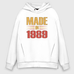 Толстовка оверсайз мужская Сделано в 1989 сепия, цвет: белый