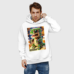Толстовка оверсайз мужская Beersaur and Minecraft - fantasy ai art meme, цвет: белый — фото 2