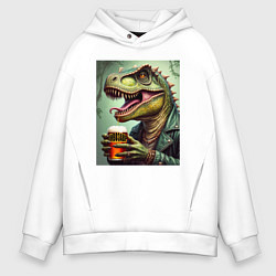 Мужское худи оверсайз Пивозавр с бокалом