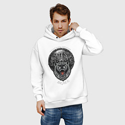 Толстовка оверсайз мужская Время быть сильным - Велес медведь, цвет: белый — фото 2