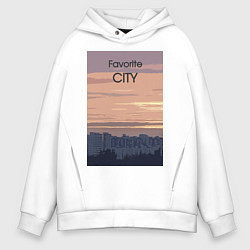 Мужское худи оверсайз Favorite city с городским пейзажем
