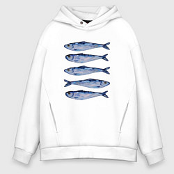 Мужское худи оверсайз Рыбки акварелью