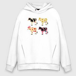 Мужское худи оверсайз Милые коровы поп-арт