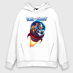 Мужское худи оверсайз Том и Джерри - космическое приключение