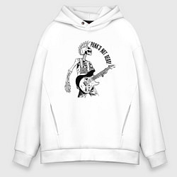 Мужское худи оверсайз Skeleton guitarist - punks not dead motto