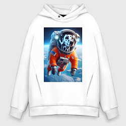 Мужское худи оверсайз Далматинец бравый космонавт - нейроарт фантазия