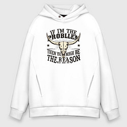 Мужское худи оверсайз Череп и текст