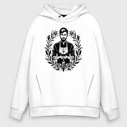 Мужское худи оверсайз Фармацевт в цветочном ореоле