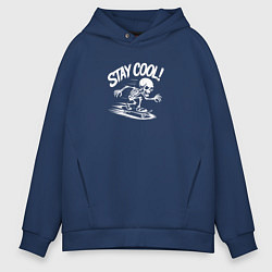 Мужское худи оверсайз Скелет катается на скейте