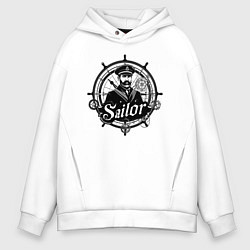 Мужское худи оверсайз Моряк капитан на штурвале