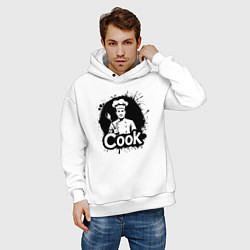 Толстовка оверсайз мужская Шеф-повар с ложкой черной краской, цвет: белый — фото 2