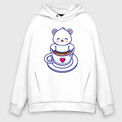 Мужское худи оверсайз Мишка и любимый кофе